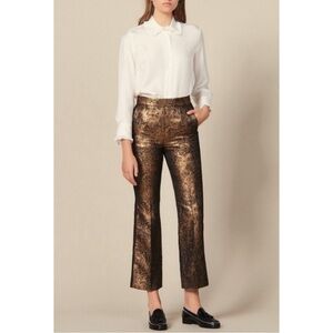 SANDRO | $370 NWOT Goldy Brocade Cropped Straight Leg Jacquard Trouser Pants